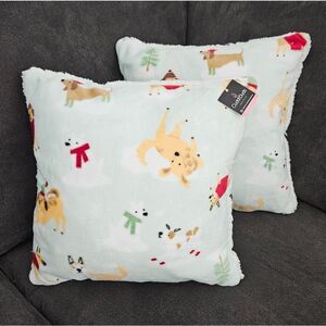 Cuddl Duds Winter Dog Print Throw Pillows Set Of 2